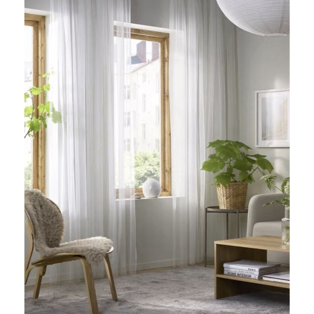 2 Panels - Sheer Window Rod Pocket Curtain Set 50”Wx84"L  bedroom or living